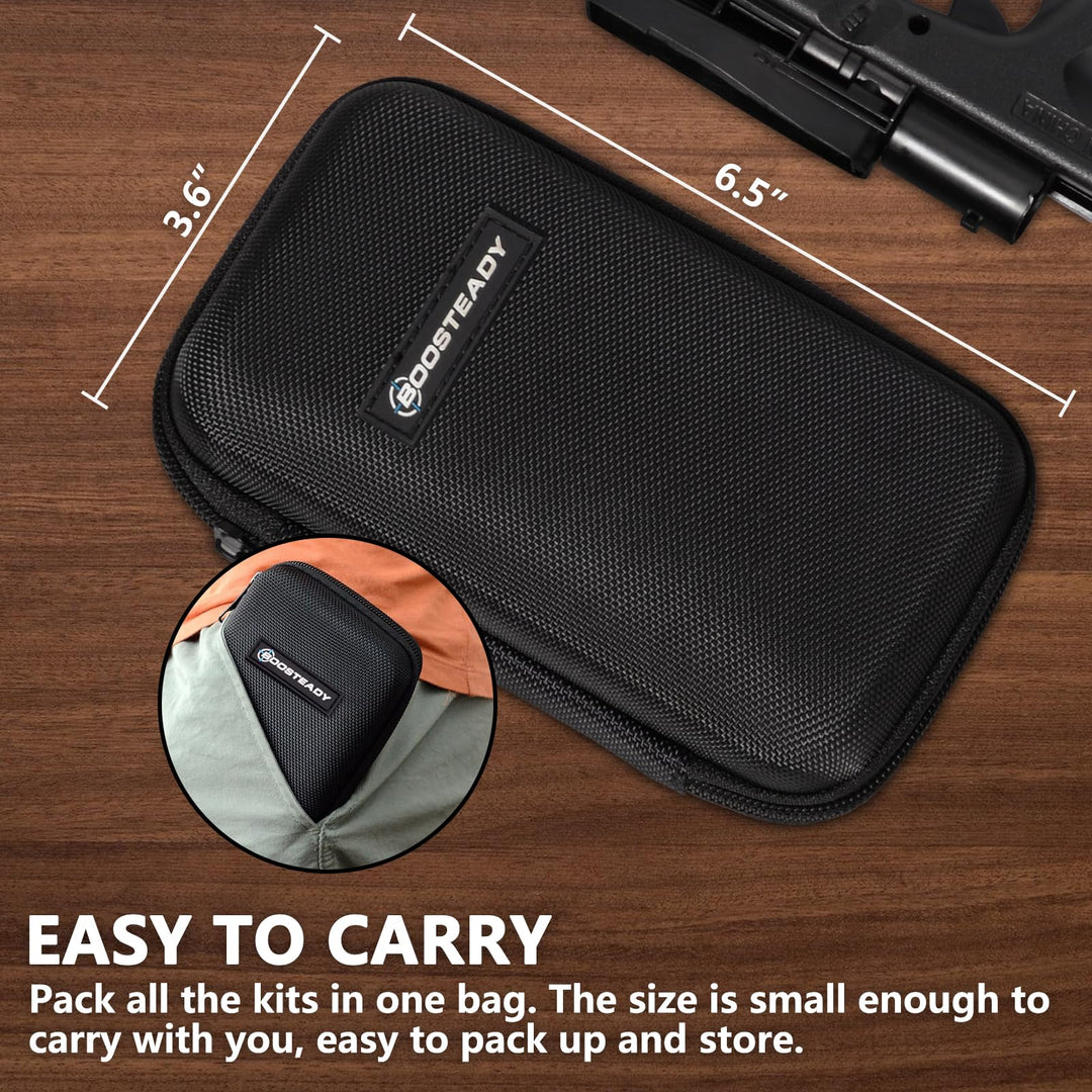BOOSTEADY Universal Handgun Cleaning kit .22,.357,.38,9mm,.45 Caliber Pistol Cleaning Kit Bronze Brush and Brass Jag Adapter