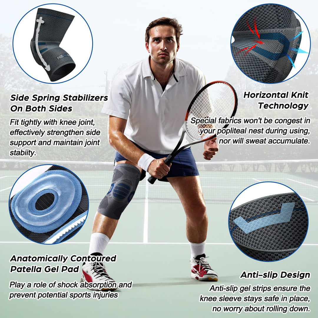NEENCA Professional Knee Brace for Pain Relief, Medical Knee Compression Sleeve, Knee Support with Horizontal Knit Tech for Meniscus Tear, ACL, Arthritis, Joint Pain, Runner, Workout- FSA/HSA APPROVED