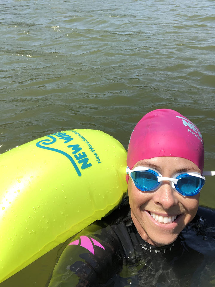 New Wave Swim Buoy - Swim Safety Float and Drybag for Open Water Swimmers, Triathletes, Kayakers and Snorkelers, Highly Visible Buoy Float for Safe Swim Training (20 Liter - Large)