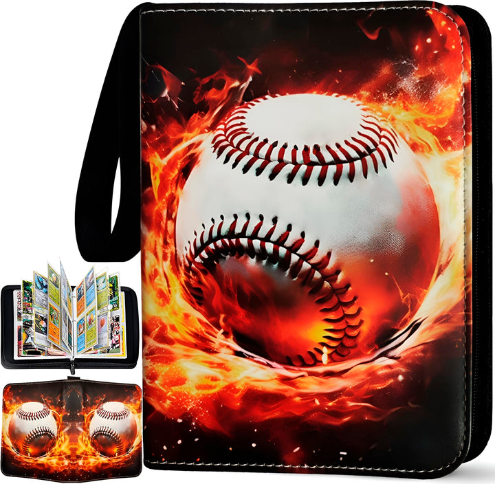 Baseball Card Binder 4 Pocket, 440 Sleeves Baseball Binder for Trading Cards Collection, Baseball Card Organizer, 3 Ring Storage Book, Small Trading Card Album Mini Case, Collector Sports Cards Holder