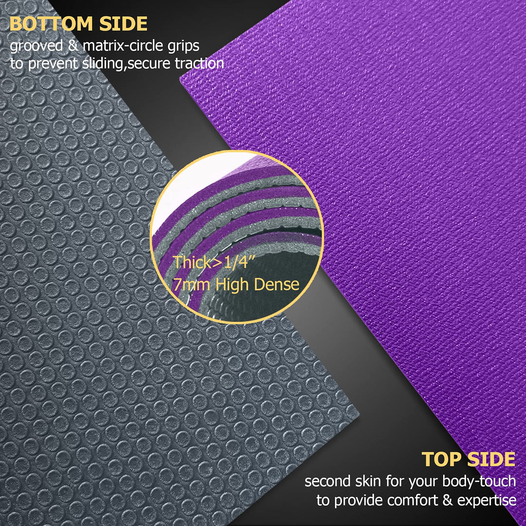 GXMMAT Large Exercise Mat 6'x4'/6'x5'/6'x6'(7mm), Thick Workout Mats for Home Gym Flooring, Extra Wide Non-Slip Durable Cardio Mat, Shoe Friendly, Perfect for Plyo, MMA, Jump Rope, Weights, Fitness