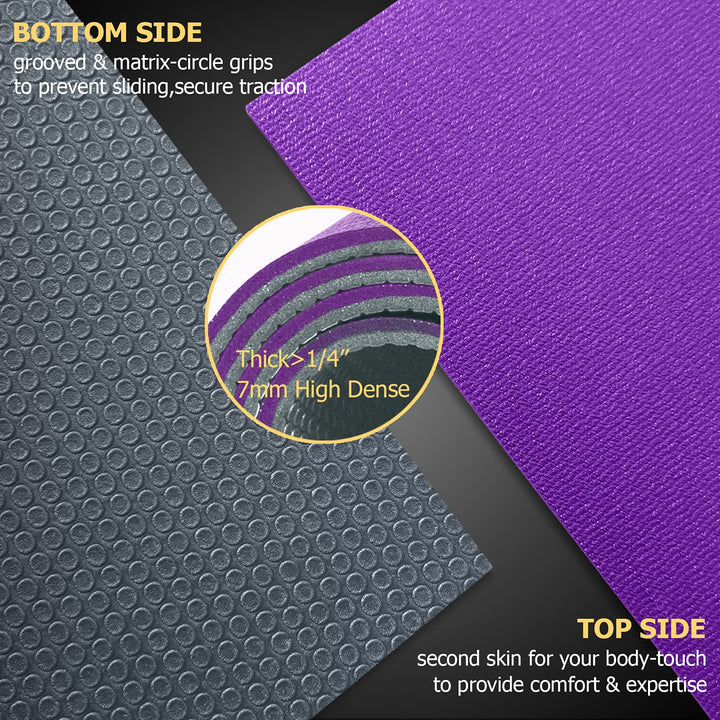 GXMMAT Large Exercise Mat 6'x4'/6'x5'/6'x6'(7mm), Thick Workout Mats for Home Gym Flooring, Extra Wide Non-Slip Durable Cardio Mat, Shoe Friendly, Perfect for Plyo, MMA, Jump Rope, Weights, Fitness