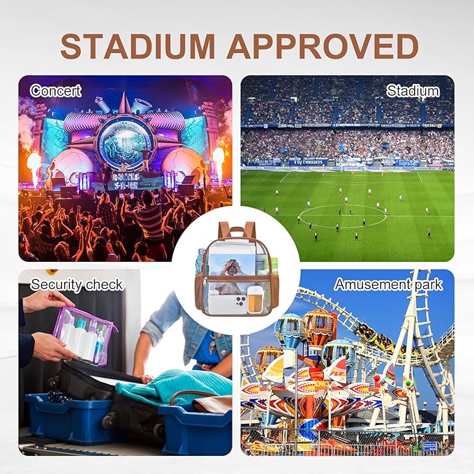 USPECLARE Clear Backpack Stadium Approved 12X11x6, Waterproof Clear Bag Stadium Backpack for Concert Work Sport Event