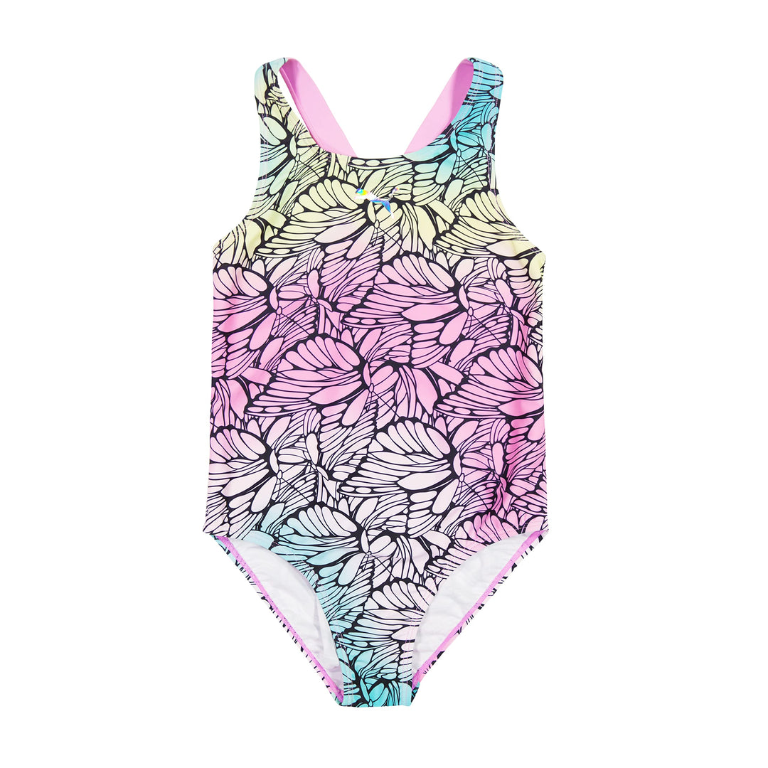 PUMA Girls' Crossback One Piece Swimsuit, Lilac Chiffon, Medium