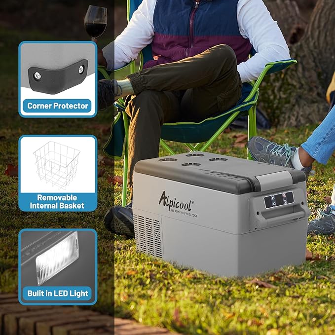 Alpicool CF35 Portable Car Refrigerator,12 Volt Car Fridge Freezer, 32 Quart (30.6 Liter) Fast Cooling 12V Car Fridge -4℉~68℉, Car Cooler, 12/24V DC and 100-240V AC for Outdoor, Camping, RV, Truck