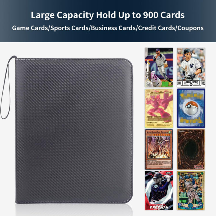 HESPLUS Trading Card Binder, 9 Pocket Card Binder with Sleeves 900 Double Sided Pocket Sports Card Binder, Card Collection Binder, Collector Card Album for Baseball Cards, TCG, MTG, Sports, Game Cards