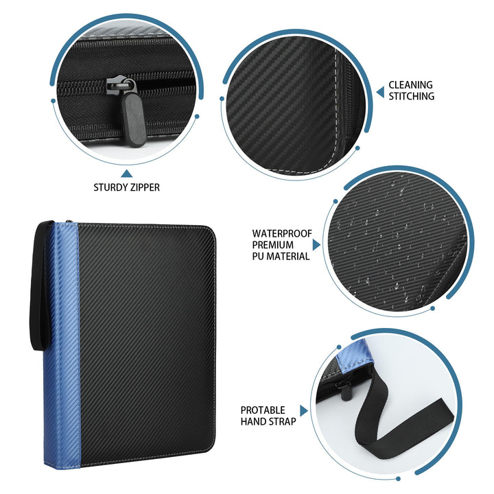 TCGUARD 9 Pockets Trading Card Binder with Sleeves Card Organizer, 900 Double Sided Pocket PU Card Collection Binder, Baseball Binder,for Sports Card, MTG, TCG Yugioh Card (Blue)