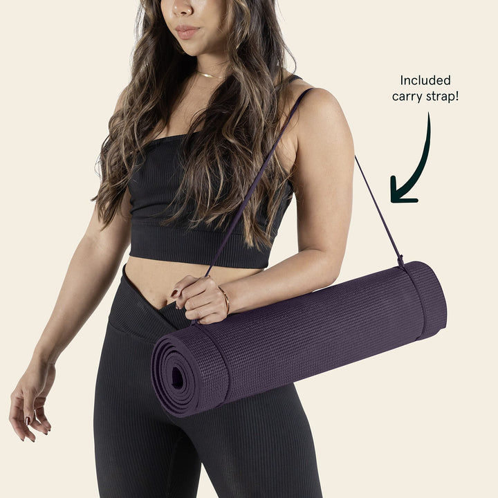 Retrospec Pismo Yoga Mat for Men & Women - 72” x 24” x 5mm - Extra Long Non Slip Exercise Mat for Yoga, Pilates, Stretching, Floor & Home Workouts - Eggplant