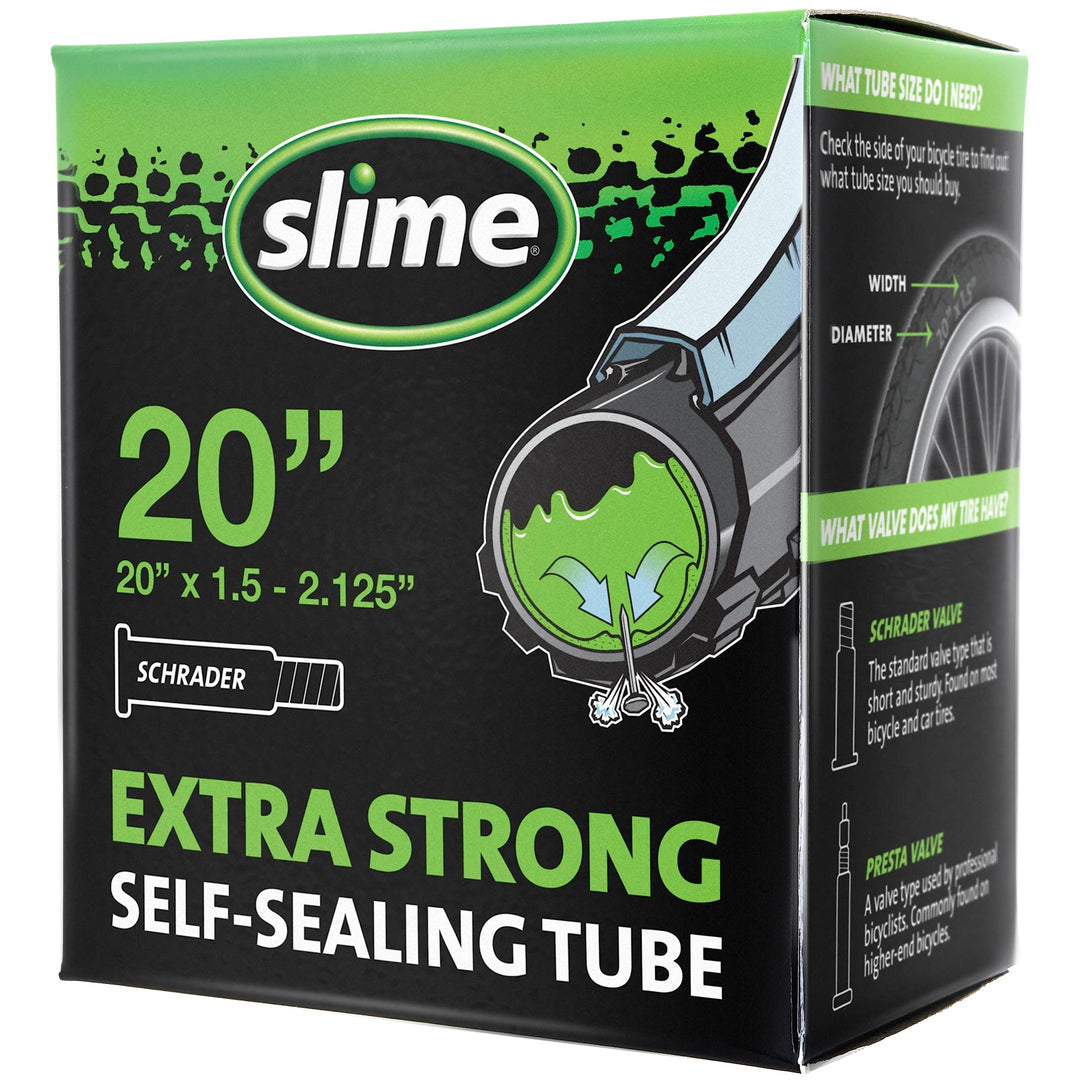 Slime 30049 Bike Inner Tube with Slime Puncture Sealant, Extra Strong, Self Sealing, Prevent and Repair, Schrader Valve, 20"x 1.50-2.125"