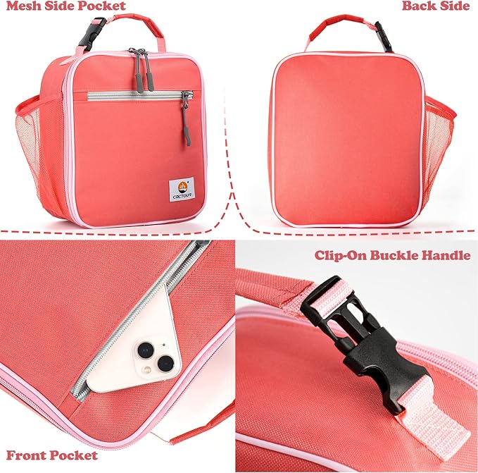 Lunch Box Kids,Premium Insulated Lunch Bag for Girls Boys,Soft Bag Mini Cooler Back to School Thermal Reusable Lunch Bag for Work School Picnic (Pink)