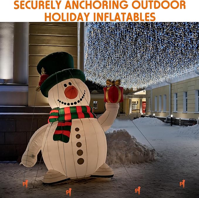 Blulu 24 Pcs Tent Stakes Heavy Duty Steel Metal Tent Pegs 8/12/16 Inch Unbreakable and Inflexible Metal Stakes Tent Spikes for Camping, Yard Decoration, Picnic, Tarp (Orange,8 Inch)