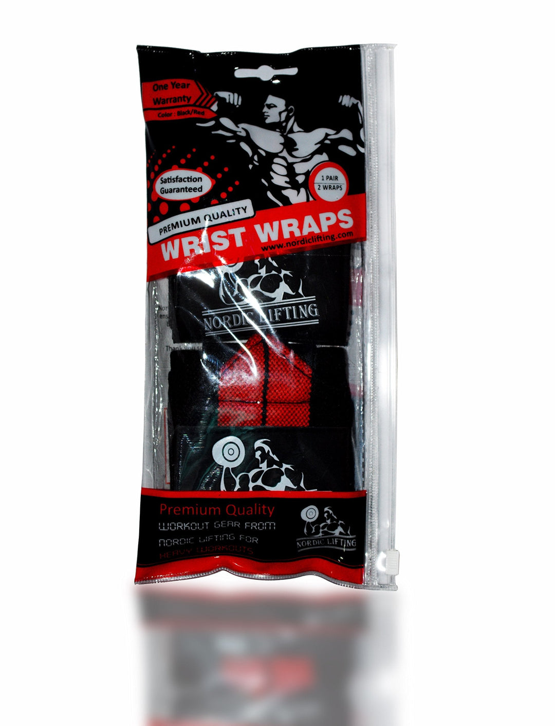 Nordic Lifting Wrist Wraps (1 Pair/2 Wraps) 14" for Weightlifting | Cross Training | Powerlifting - For Women & Men - Hand Strength & Support During Weight Lifting (Red) - 1 Year Warranty