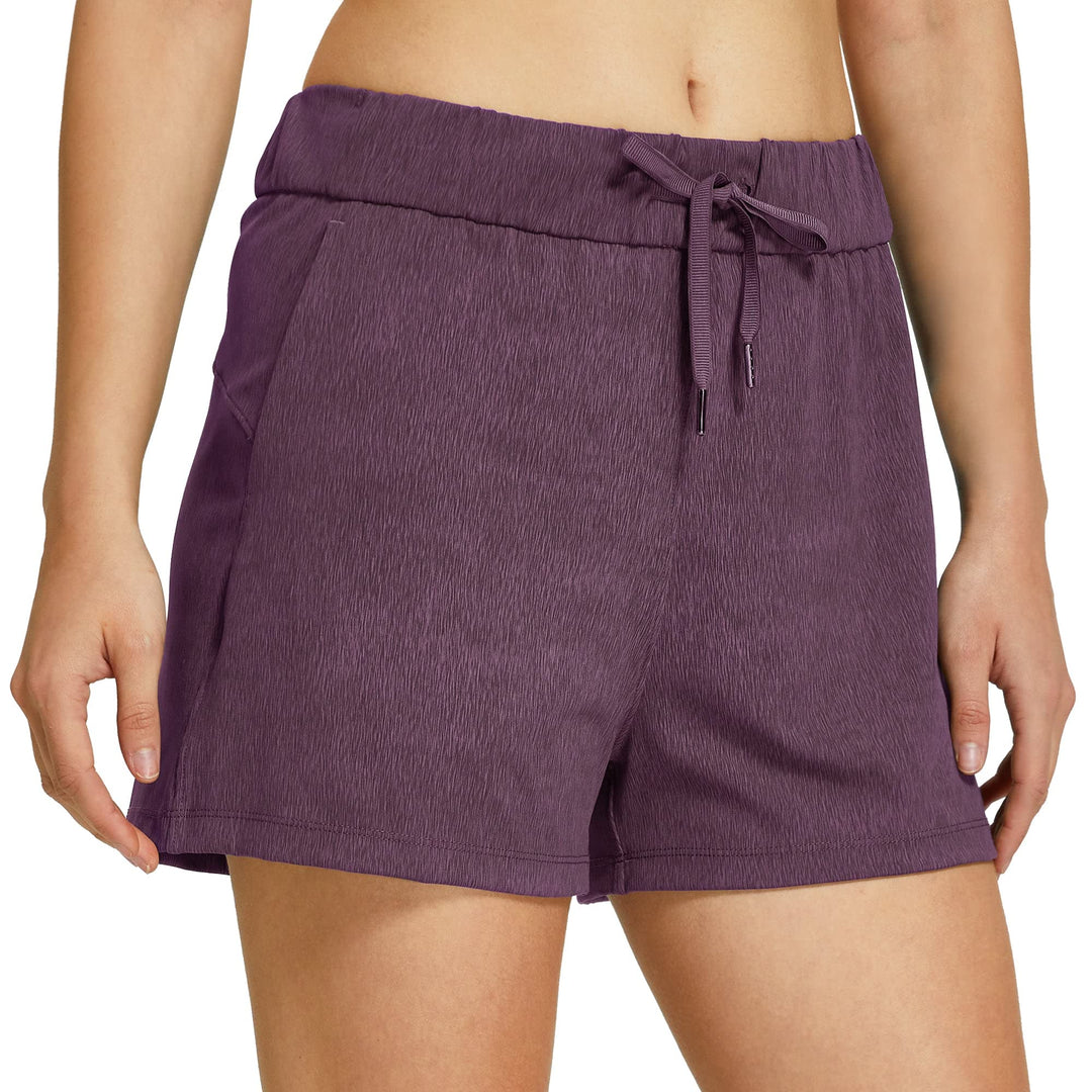 Willit Women's Shorts Hiking athletic Shorts Yoga Lounge Active Workout Running Shorts Comfy Casual with Pockets Heather Purple XS