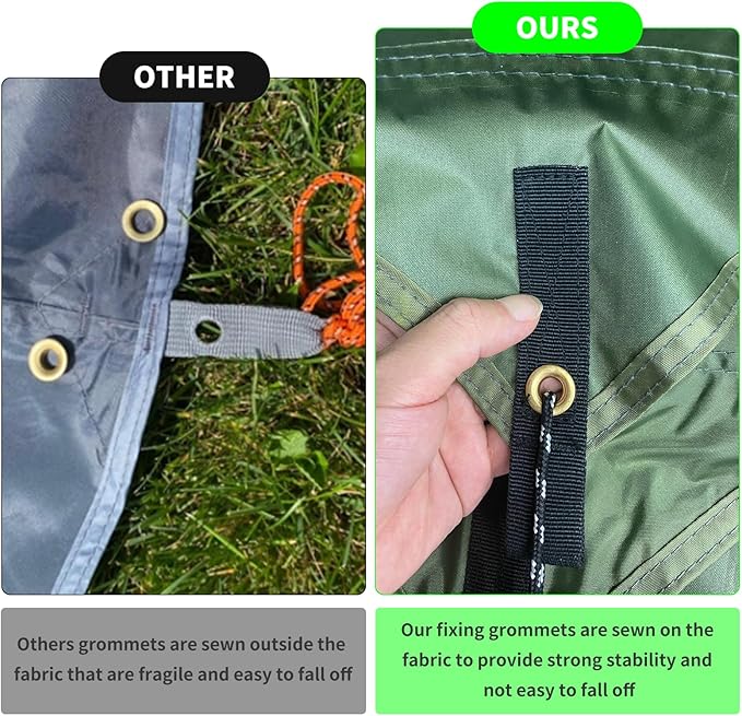 Hammock Rain Fly 10ร10FT - Waterproof Camping Tarp Portable Tent Tarp Premium Backpacking Tarp Sheleter with UV Protection Layer for Camping Hiking Outdoor(OdGrreen)