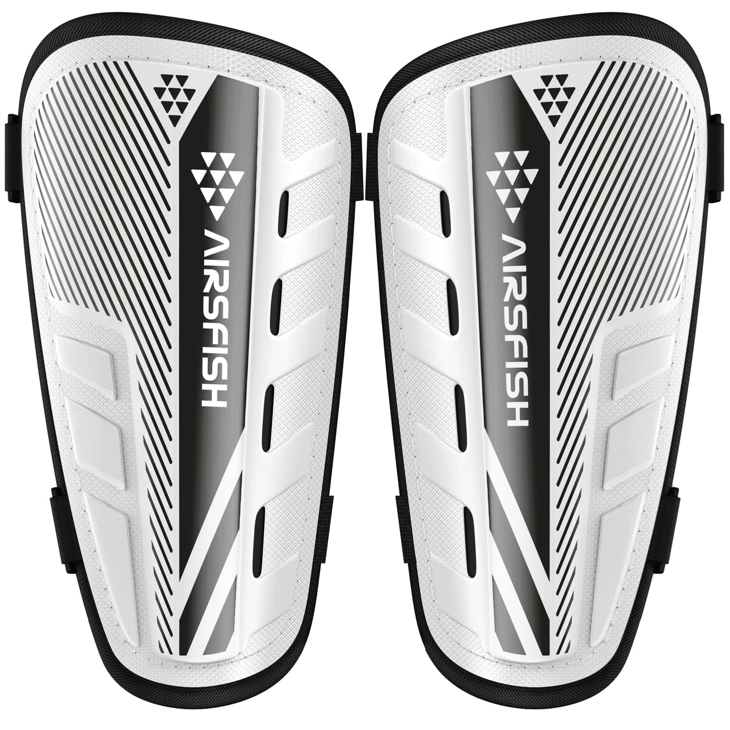 Upgraded Soccer Shin Guards Kids Youth, CE Certified AirsFish Shin Pads Protection Gear for 2-18 Years Old Boys Girls Teenagers EVA High Impact Resistant Breathable Comfortable 1 Pair White+Black XS