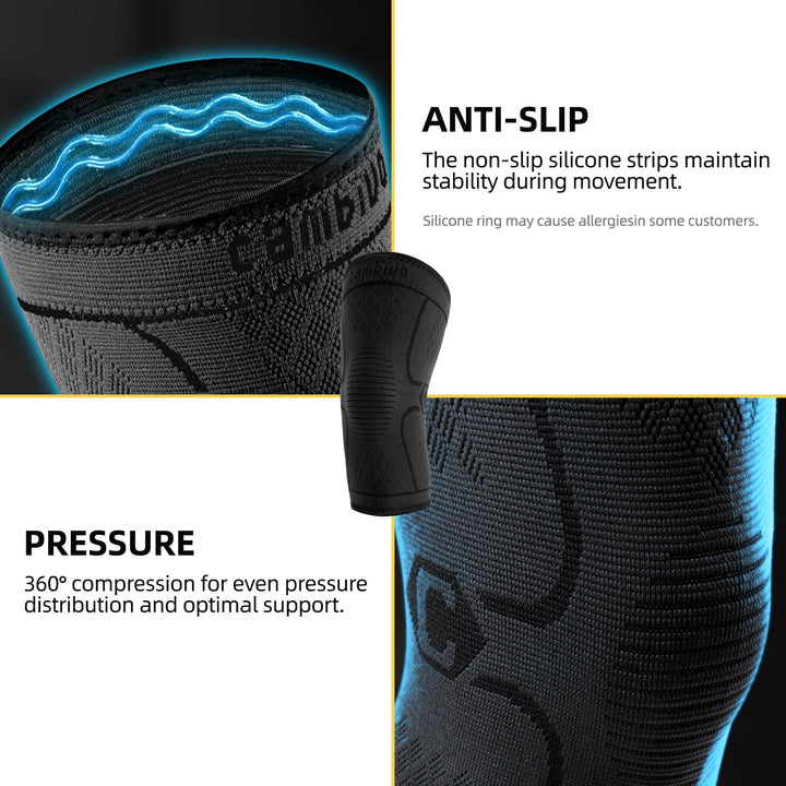 CAMBIVO 2 Pack Knee Brace, Knee Compression Sleeve Support for Men and Women, Knee Pads for Running, Hiking, Meniscus Tear, Arthritis,Joint Pain Relief (Beige,Small)