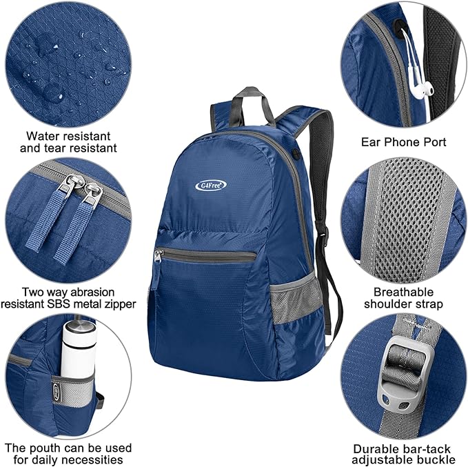 G4Free 20L Lightweight Packable Backpack Travel Hiking Daypack Foldable Backpack for Men Women