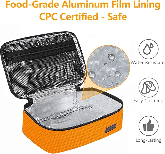 Gloppie Mini Lunch Box Small Lunch Bag for Children Insulated Lunch Bag for Kids, CPC Certified | Child-Safe Materials, Thermal LunchBox Reusable Sandwich Bags Snack Box, Orange