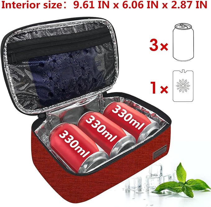 Gloppie Small Lunch Bag Insulated Lunch Box for Women Girls Kids Mini Lunchbox Adult Portable Cooler Bags Reusable Snack Bag Thermal Lunch Boxes, Wine Red