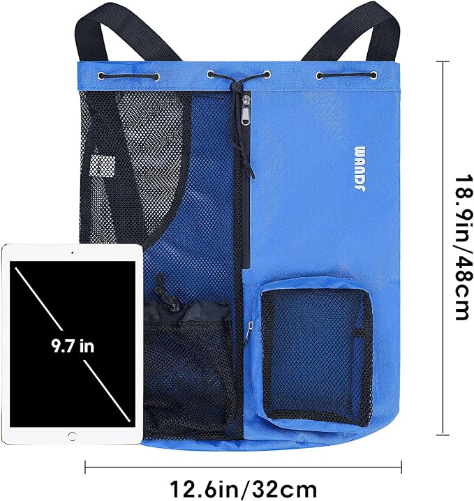 WANDF Swim Bag Mesh Drawstring Backpack with Wet Pocket for Swimming, Gym, and Workout Gear