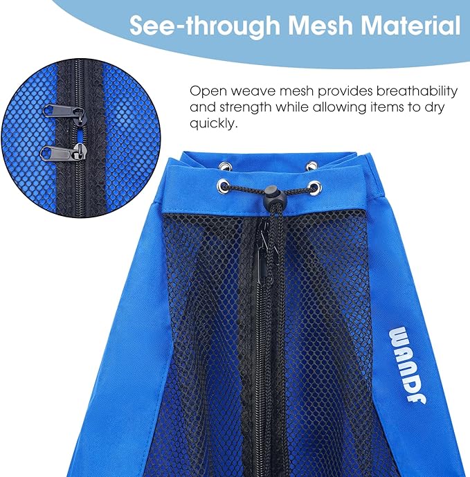 WANDF Swim Bag Mesh Drawstring Backpack Beach Backpack for Swimming, Gym, and Workout Gear