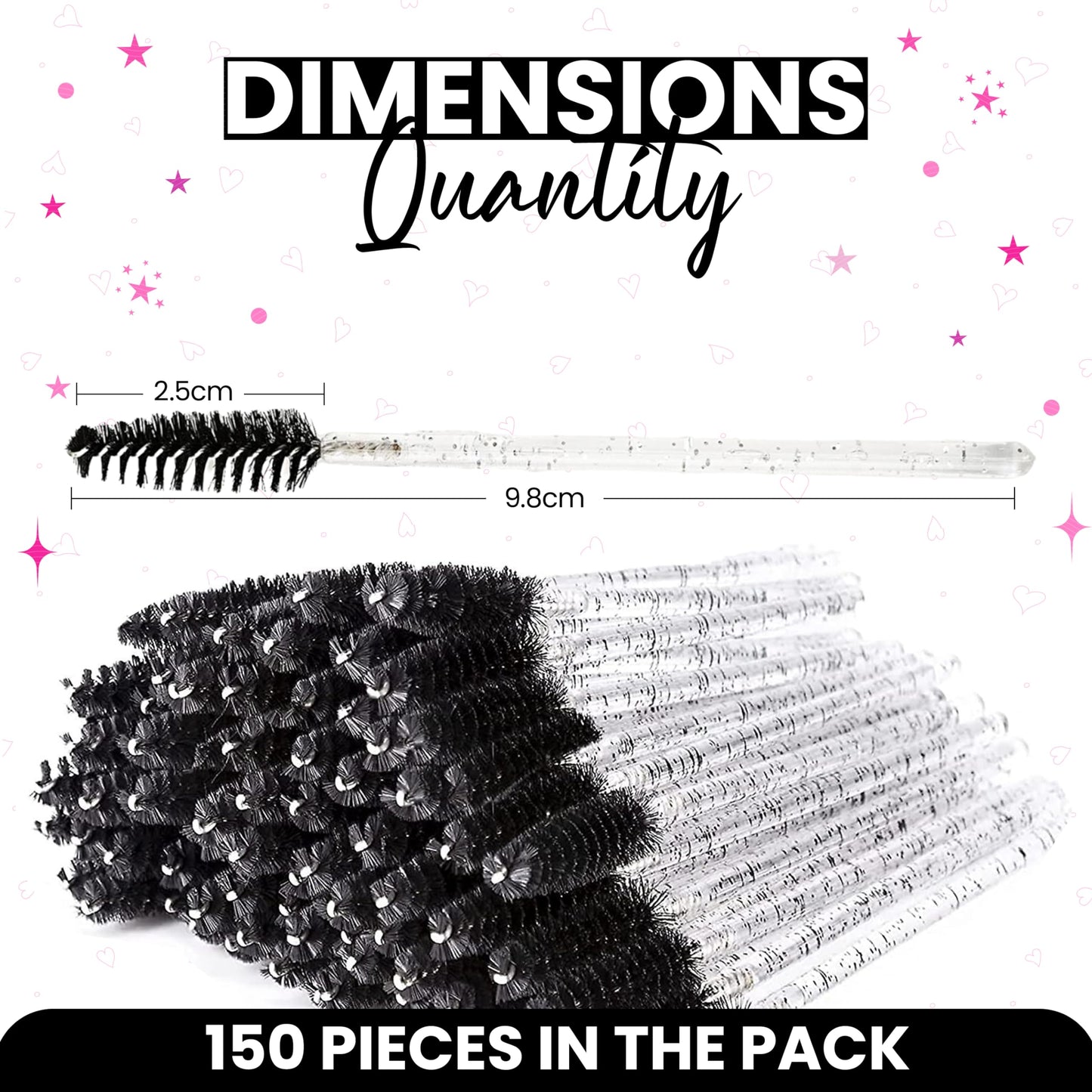 110pcs Eyebrow Spoolies, Premium Disposable Eyelash Brushes Spoolies, Disposable Mascara Wands, Eyelash Spoolies Eyebrow, Cosmetic Make-Up Tools (Crystal Black), Perfect For On-The-Go Grooming Needs