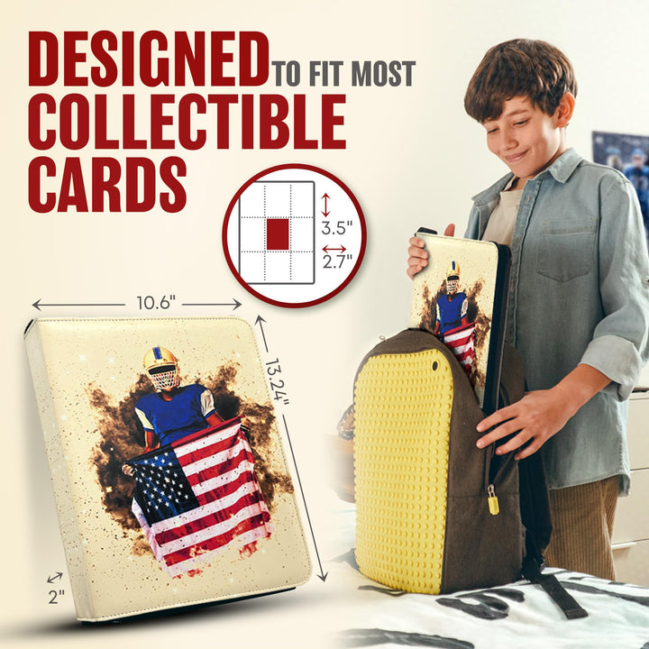 Football Card Binder with 900 Pockets, The Ultimate Football Card Holder Includes 50 Page Storage Sleeves to Organize and Protect Your Sports Cards Like a Pro (American Flag)