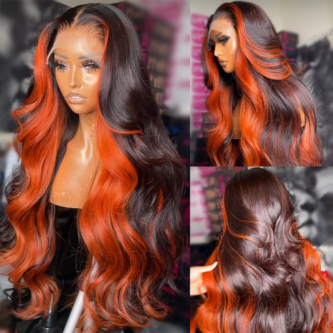 200% Density 13X6 Ginger 30 Inch Lace Front Wigs Human Hair Pre Plucked For Women Ombre 13X6 Hd Transparent Ginger Orange Lace F