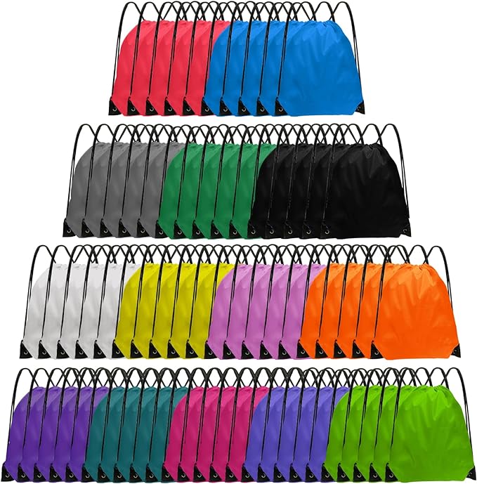 Drawstring Backpack Bulk 70Pcs String Backpack Drawstring Bags Cinch Bag Sackpack for Men Women Gym(14 Colors)