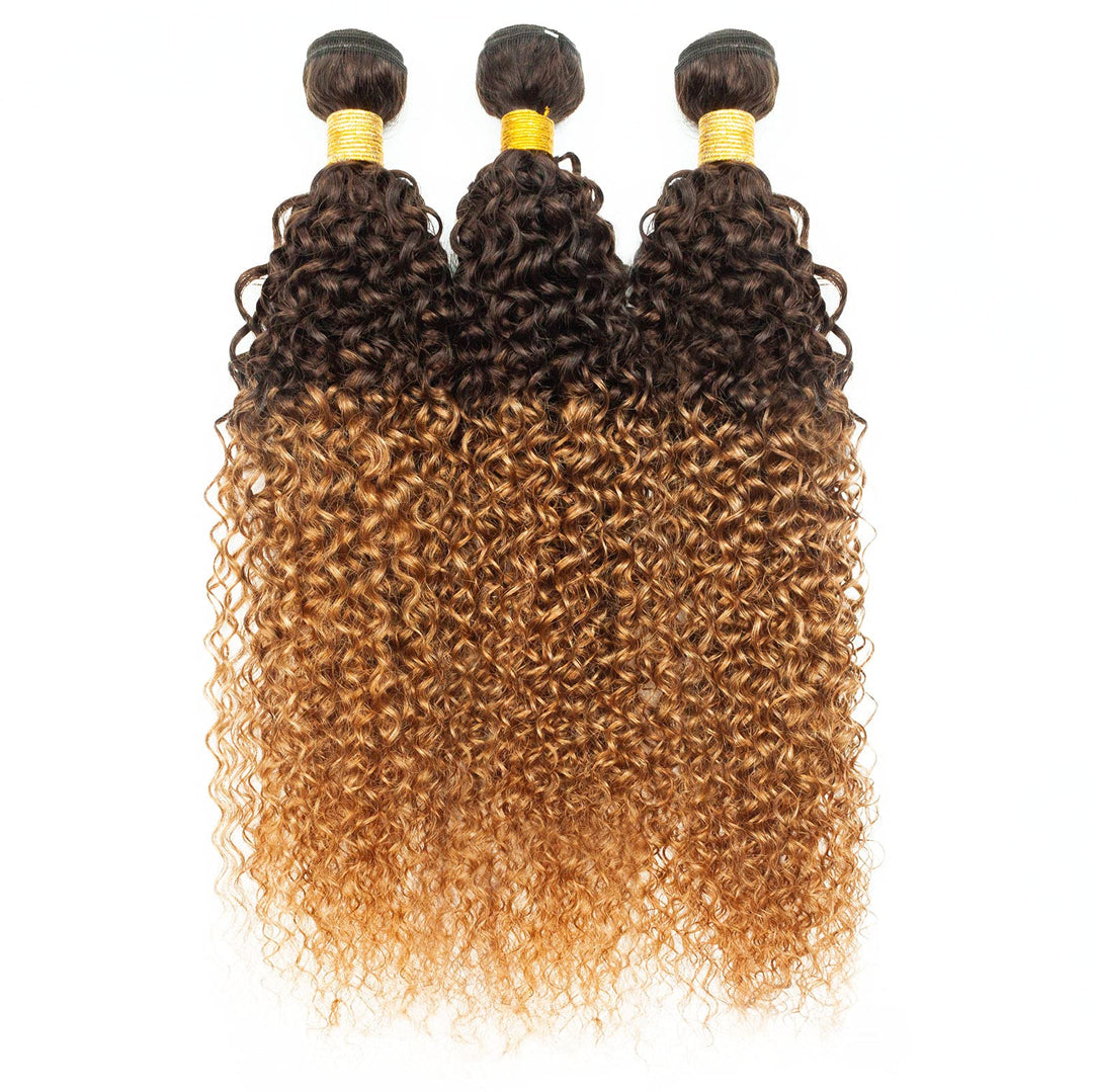 Brazilian Human Hair Bundles Ombre Curly Hair 3 Bundles Brazilian Remy Virgin Human Hair Weave Bundles 100% Unprocessed Kinky Cu