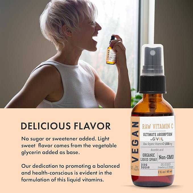 Vitamin C Extra Strength Spray: Daily Absorption Liquid Extract with Lemon, Orange, Strawberry, Rich in Ascorbic Acid, 2oz (60ml) 60 Day Supply