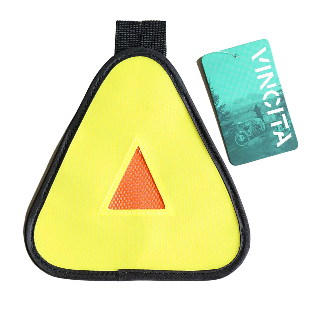 Vincita Reflective Yield Symbol with Hook & Loop Strap - High Visibility for Safety at Night - Safety Reflector for Bike Rack, Stroller, Backpack, Car Rack - Reflective Accessories (Green/Orange)