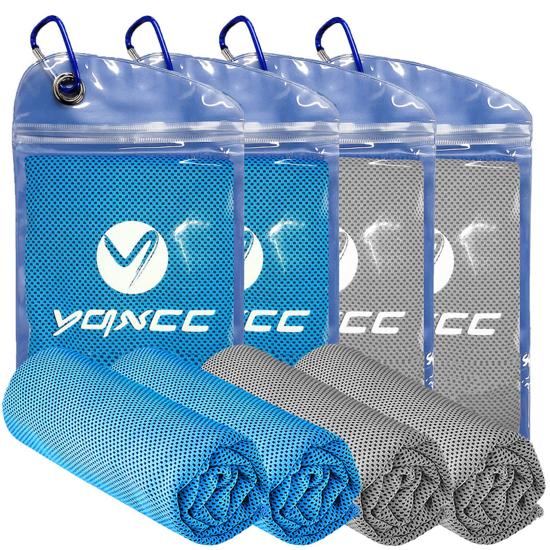 YQXCC 4 Pack Cooling Towel (47"x12") Ice Towel for Neck, Microfiber Cool Towel, Soft Breathable Chilly Towel for Yoga, Sports, Golf, Gym, Camping, Running, Fitness, Workout & More Activities