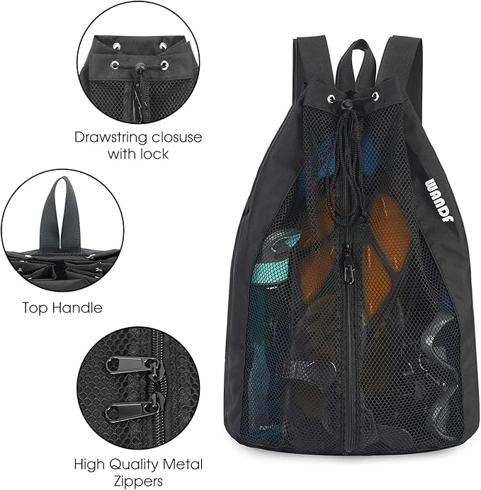 WANDF Swim Bag Mesh Drawstring Backpack Beach Backpack for Swimming, Gym, and Workout Gear