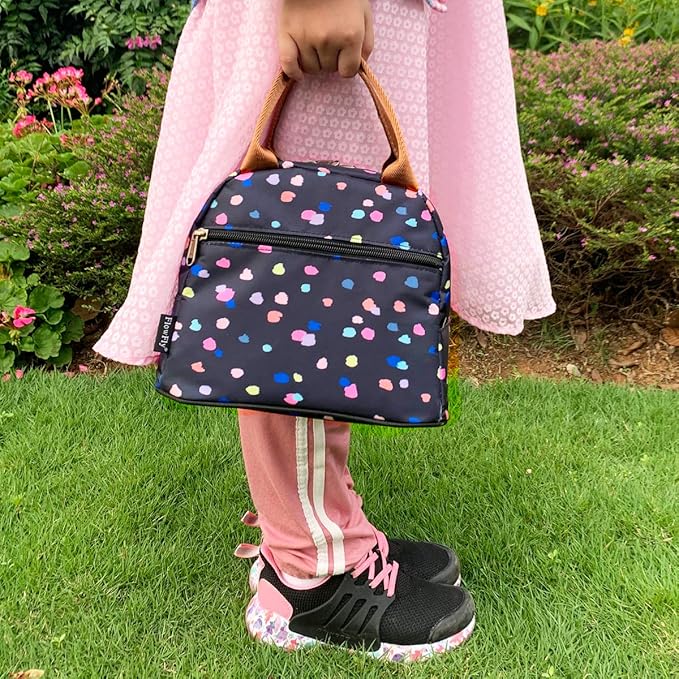 FlowFly Insulated Lunch Cooler Bag - Tote Organizer for Women/Men, Black Flower