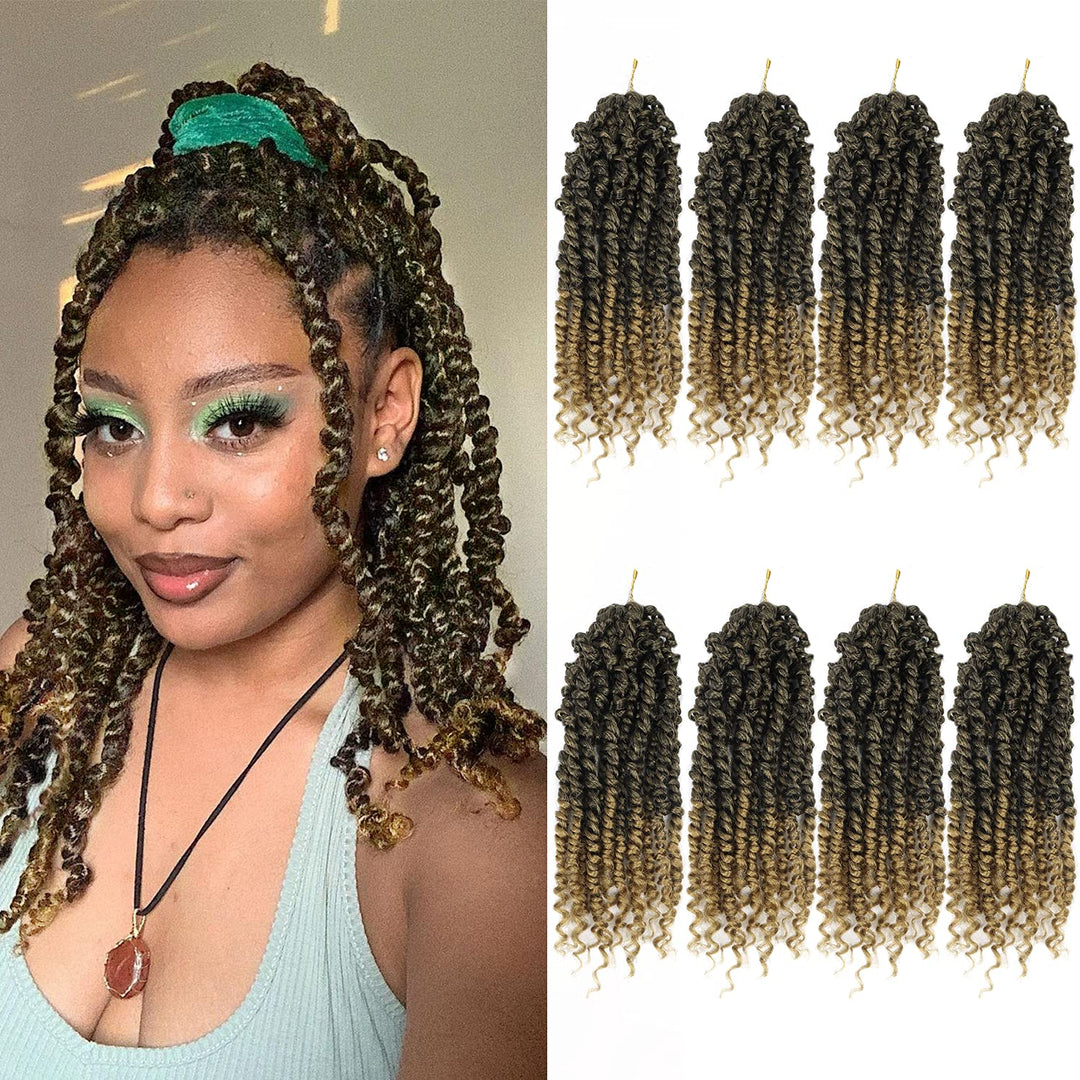 Bileaf 8 Packs Pre-Twisted Passion Twist Crochet Hair For Crochet 12 Inch Ombre Passion Twist Hair, Short Passion Twists Hair Pr