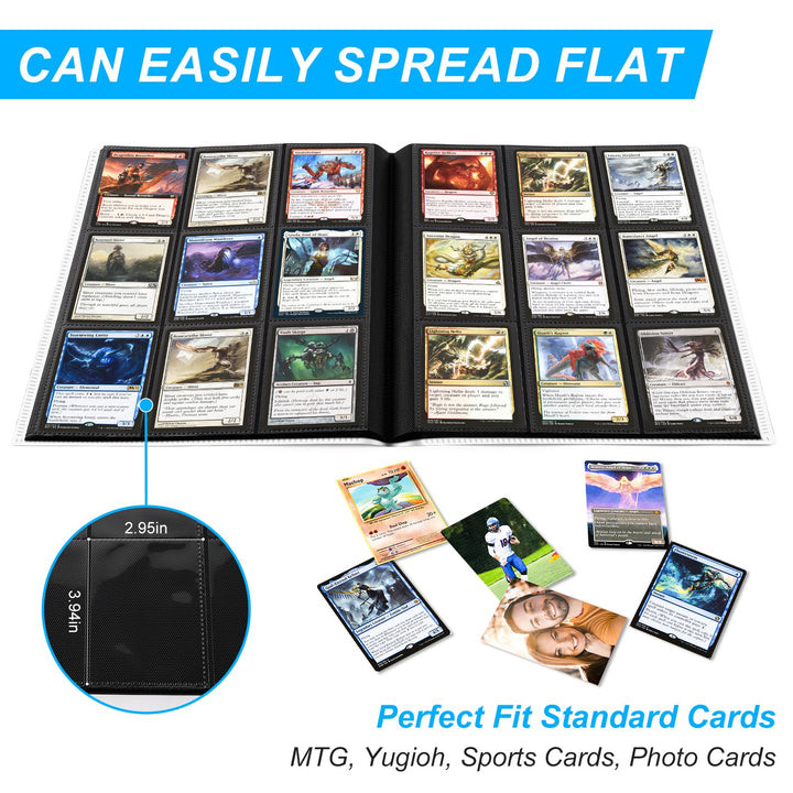 9 Pockets Card Binder for Trading Cards, Baseball Card Collection Binder with 360 Side Loading Pockets Sports Card Book Card Folder Card Album Card Holder Fit for MTG Football Play Cards (Black)
