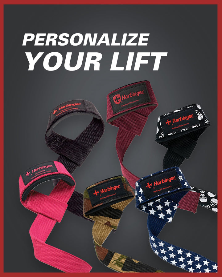 Harbinger Padded Cotton Lift Straps, Black - Soft, Supportive Neotek Wrist Pads - 21.5" Length, 1.5" Width - Reinforced Edges & Heavy-duty Stitching - Cushions Wrists for Lifting Support