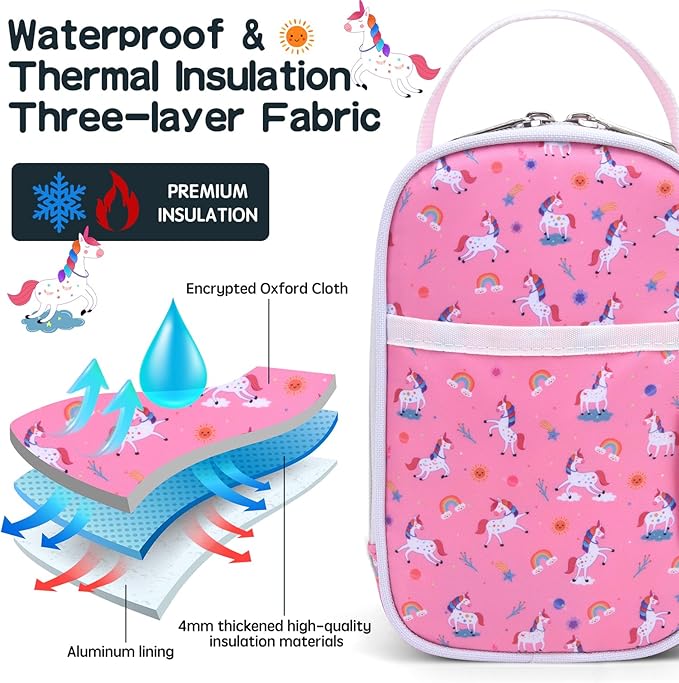 Yelocota Small Cooler Bag- Snack Bag- Insulated Lunch Bag for Kids- Lunch Thermal Bags- Exact Designed for Insulated Food Jar below 27oz-Lunch Tote Bag for Child,Men,Women