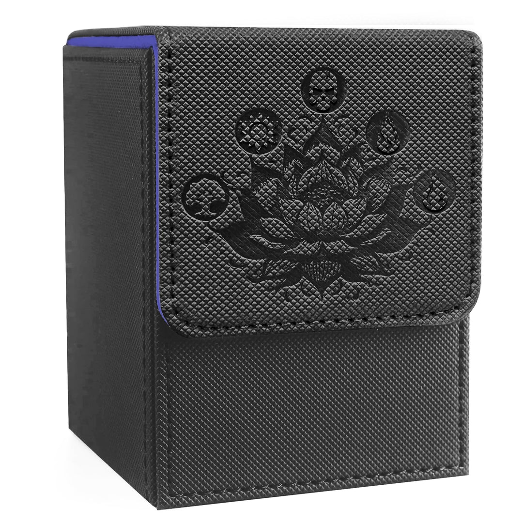 PROMAXIBINDER MTG Commander Deck Box, Fits 100+ Single Sleeved Cards, Strong Magnet Magic Gathering Deck Box, PU Leather Trading Card Storage Box for TCG, CCG, MTG Cards (Black)