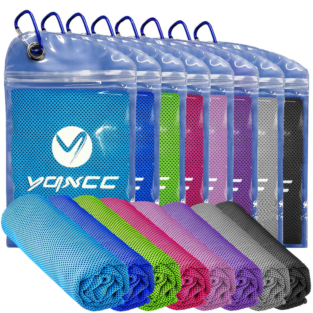 YQXCC 8 Pack Cooling Towel (47"x12") Ice Towel for Neck, Microfiber Cool Towel, Soft Breathable Chilly Towel for Yoga, Sports, Golf, Gym, Camping, Running, Fitness, Workout & More Activities