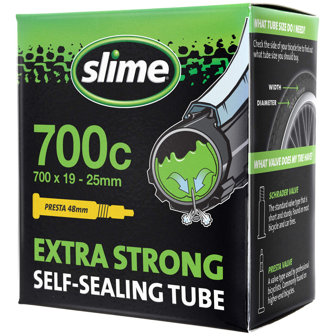 Slime 30085 Bike Inner Tube with Slime Puncture Sealant, Extra Strong, Self Sealing, Prevent and Repair, Presta Valve, 700 x 19-25mm