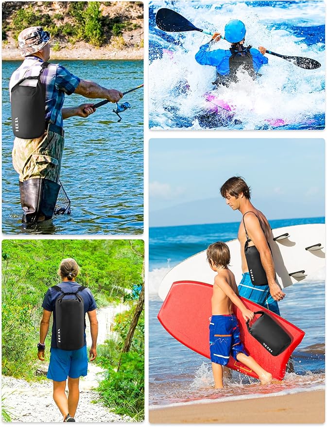 HEETA Waterproof Dry Bag for Women Men(Upgraded Version) 5L/10L/20L/30L/40L Roll Top Lightweight Dry Storage Bag Backpack with Emergency Whistle for Travel, Swimming, Boating, Kayaking, Camping, Beach