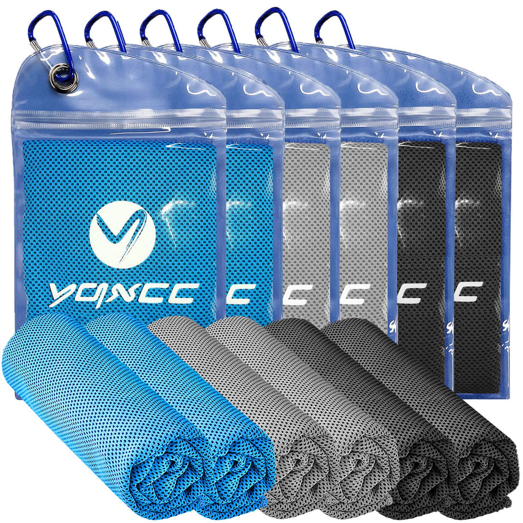 YQXCC 6 Pack Cooling Towel (47"x12") Ice Towel for Neck, Microfiber Cool Towel, Soft Breathable Chilly Towel for Yoga, Sports, Golf, Gym, Camping, Running, Fitness, Workout & More Activities
