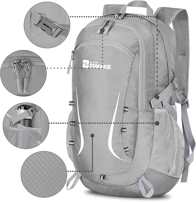 ZOMAKE Lightweight Packable Backpack 35L, Foldable Backpacks Water Resistant Collapsible Light Daypack for Hiking
