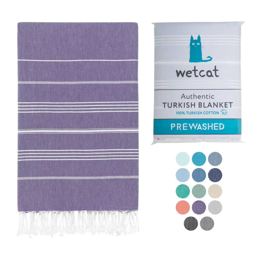 WETCAT Turkish Beach Blanket Sandproof 82x82, Soft 100% Turkish Cotton Blanket, Extra Large Sand Free Picnic Blankets & Beach Essentials – Dark Purple