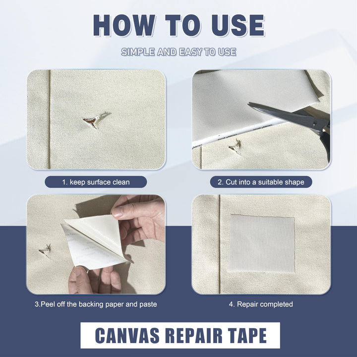 Azobur 2 Pieces Waterproof Extra Large Canvas Repair Tape, Boat Cover Repair Kit, Tent Repair Tape, Pop Up Canvas Repair Kit, Suitable for Various Fabric Repair (Khaki)