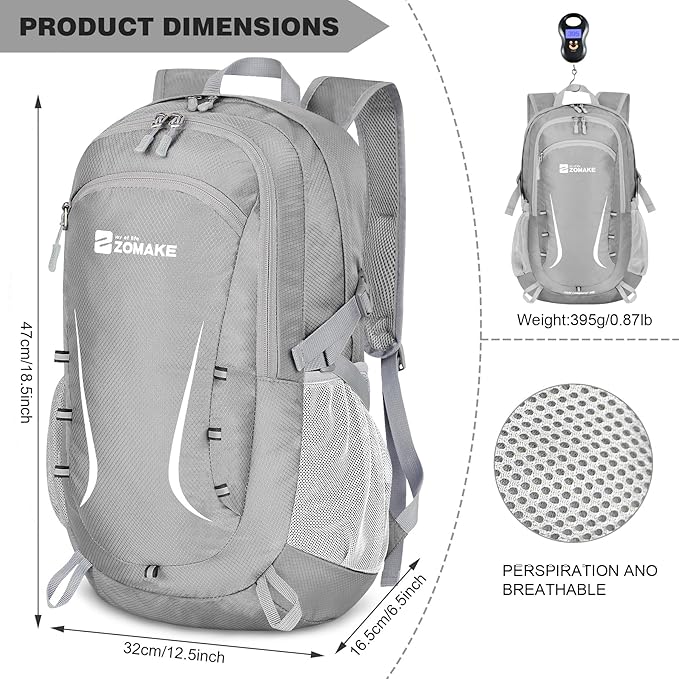 ZOMAKE Lightweight Packable Backpack 35L, Foldable Backpacks Water Resistant Collapsible Light Daypack for Hiking