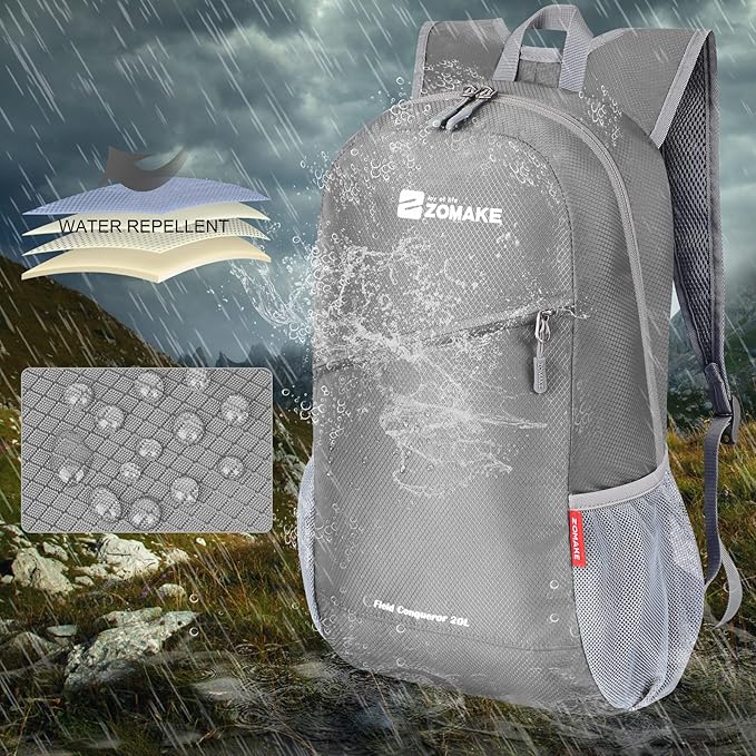 ZOMAKE Lightweight Packable Backpack 20L, Foldable Backpacks Small Daypack for Hiking Water Resistant Day Bag for Travel