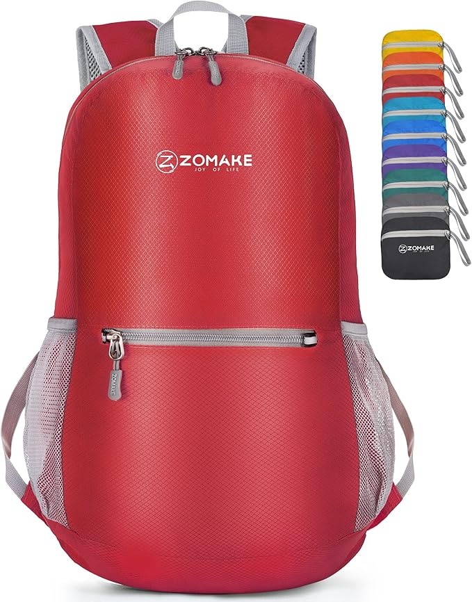 ZOMAKE Ultra Lightweight Hiking Backpack 20L, Packable Small Backpacks Water Resistant Daypack for Women Men(Bright Red)